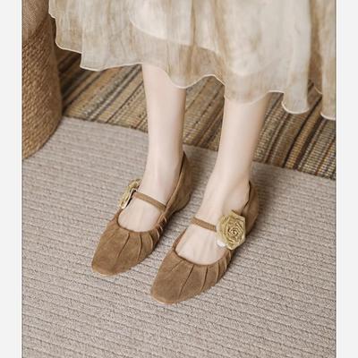 Туфли в стиле Майяр, осенние новые туфли Мэри Джейн в ретро-стиле с цветком, женские туфли универсального коричневого цвета на толстом каблуке