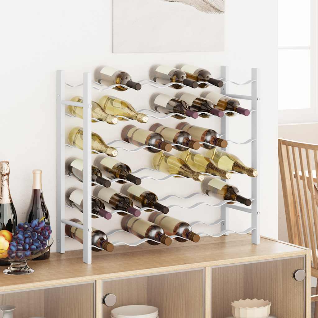 36 Bottle Wine Rack White Metal