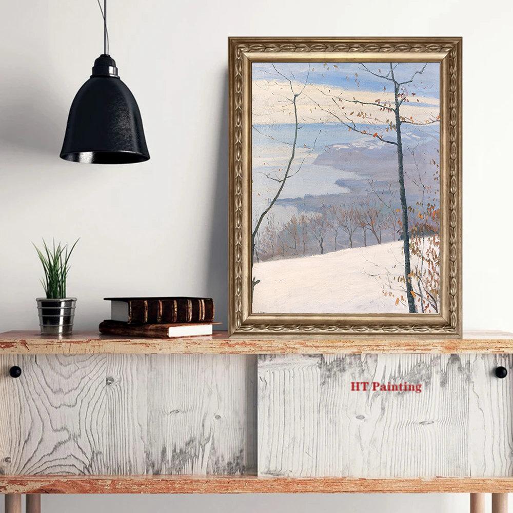 Скандинавский винтажный зимний снежный пейзаж, холст, постер, деревенские животные, олень, кролик, настенные художественные фотографии, Рождественский домашний декор