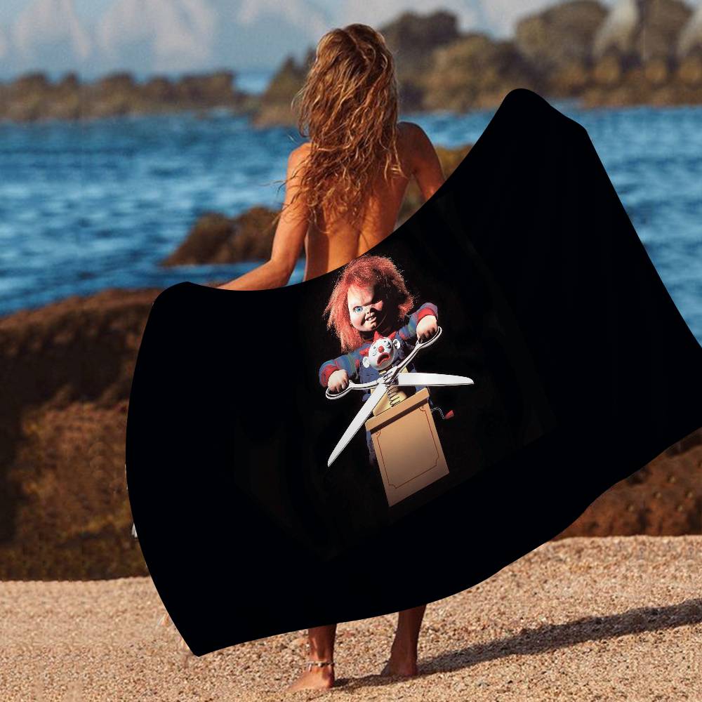 C-Chucky C-Child's P-Play Bath Towel Microfiber Soft Water Absorbing Breathable For Girl Kids Decorative Cartoon Beach Towel