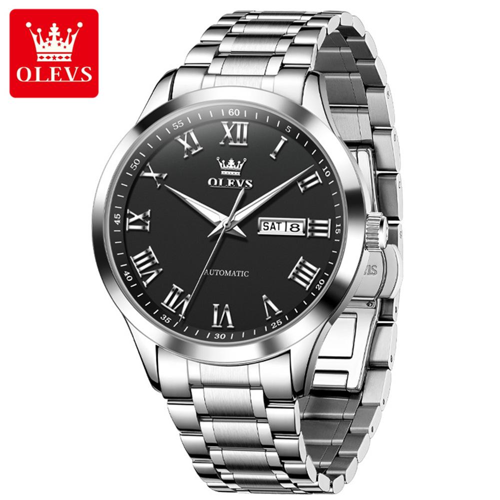 OLEVS Men's Watches Top Brand Business Fine Steel Original Self-winding Automatic Mechanical Wristwatch Waterproof Luminous Date
