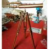 Antique Brass Telescope 18" With Wooden Tripod Stand Nautical Floor Standing