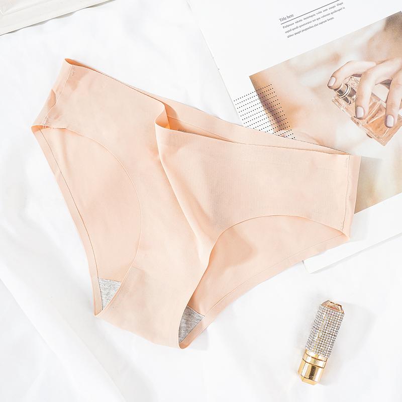 Women Ice Silk Solid Seamless Underwear Pantie Color Soft Comfortable Briefs Lingerie Women Underwear Briefs