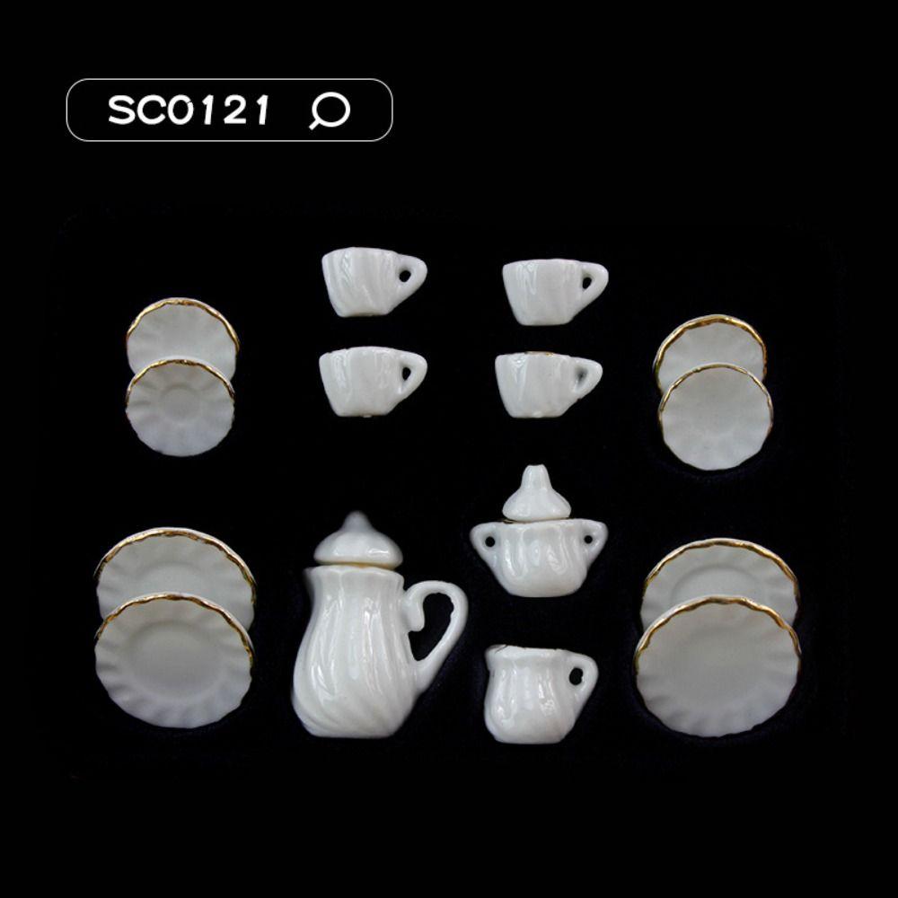 Tableware Dollhouse Miniature Tea Set Miniature Porcelain Tea Cup Set Doll House Accessories