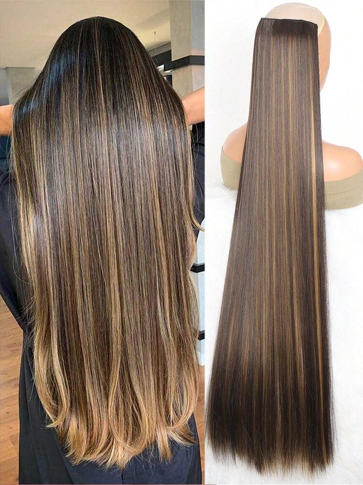 Aosiwig Синтетические супер длинные прямые волосы 100 см на 5 клипсах для наращивания натуральных волос, черные, блондовые, искусственные накладные волосы для женщин