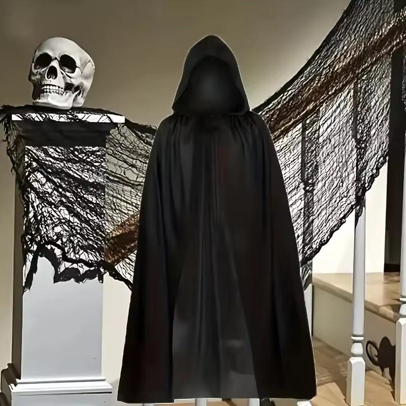 Elegant Hooded Cloak for Halloween & Christmas Devil Witch Grim Reaper Costume Cape Unisex Adult & Kids Party Cosplay