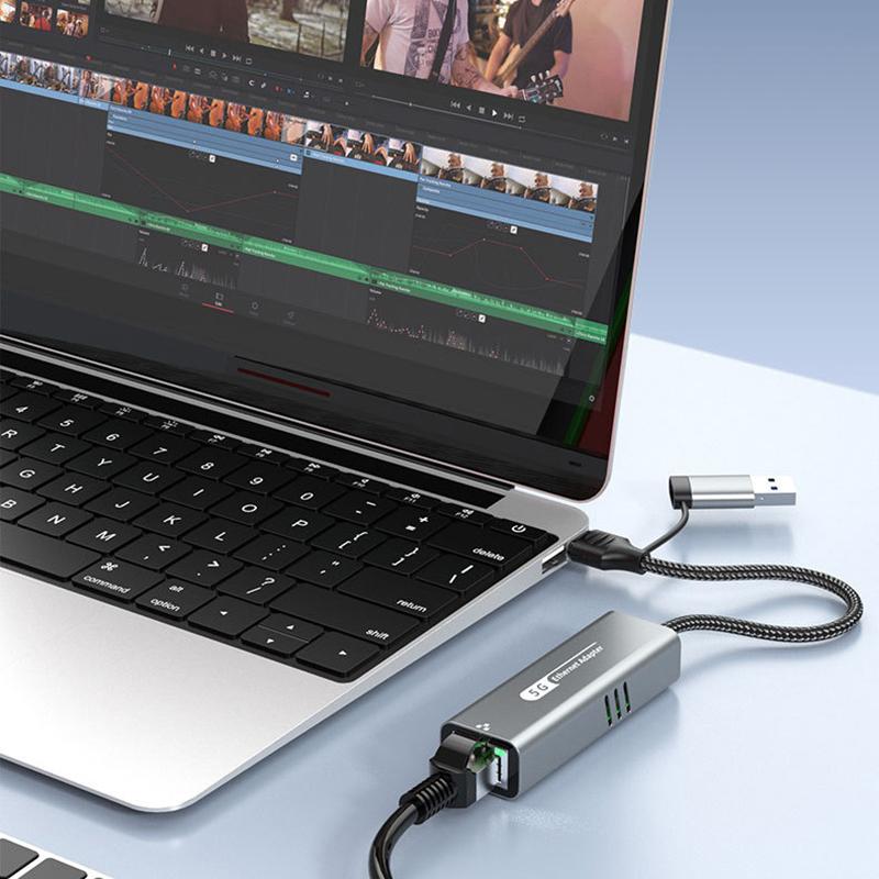 Адаптер USB 5 Гбит/с на Ethernet для ноутбука, чипсет RTL8157, 5000 Мбит/с USB3.2 на RJ45, сетевой конвертер 5G 2.5G 1G 100 Мбит/с