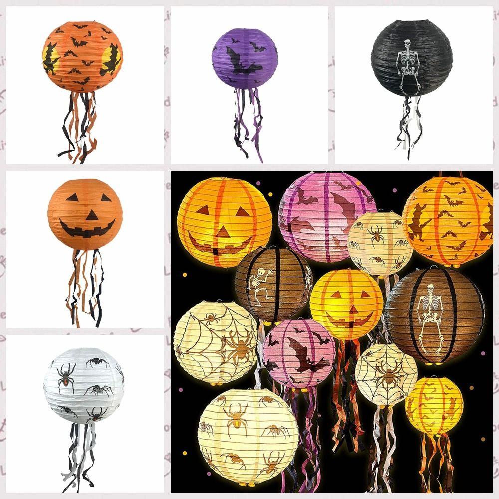 Skeleton Halloween Paper Lanterns Pumpkin Hangingn Tassels Lantern Hanging Pendant Hotel