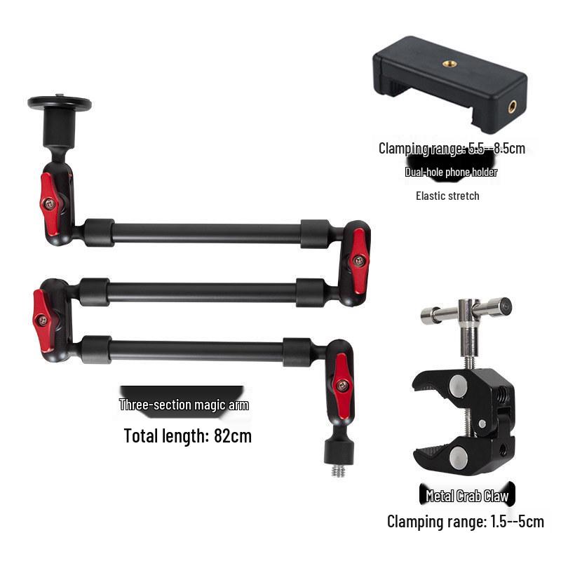 Multi-Functional Metal Crab Claw Camera Tripod with Magic Arm for Mobile Live Streaming and Photography