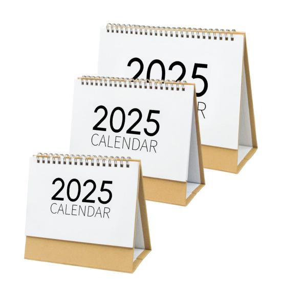 2025 Desk Calendar Small Stand Up Double-Coil Binding Monthly Calendar Daily Planner Event