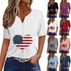 Женская повседневная футболка с v-образным вырезом и короткими рукавами, декоративная футболка на пуговицах, топ