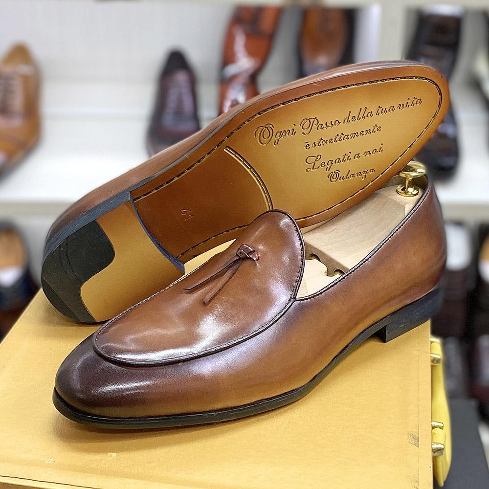 Male Tassel Loafers Genuine Cow Leather Men's Dress Shoes Handmade Slip On Wedding Party Office Causal Shoes for Men