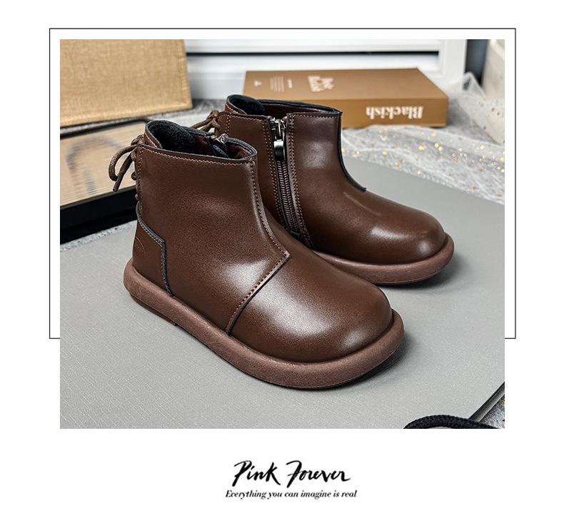Черные укороченные ботинки Dr. Martens для девочек с бархатом - Коллекция Осень/Зима 2025 Кожаные туфли-принцессы