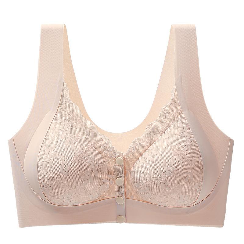 Large size front buckle, convenient seamless underwear, light and thin, large breasts, small and comfortable bra, pull-up support, anti-sagging bra.