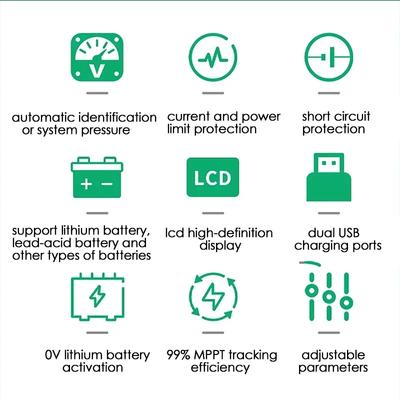 10A 20A 30A 40A 50A 60A WIFI MPPT контроллер солнечного заряда 12V 24V система солнечных панелей контроллер батареи двойной USB PV регулятор