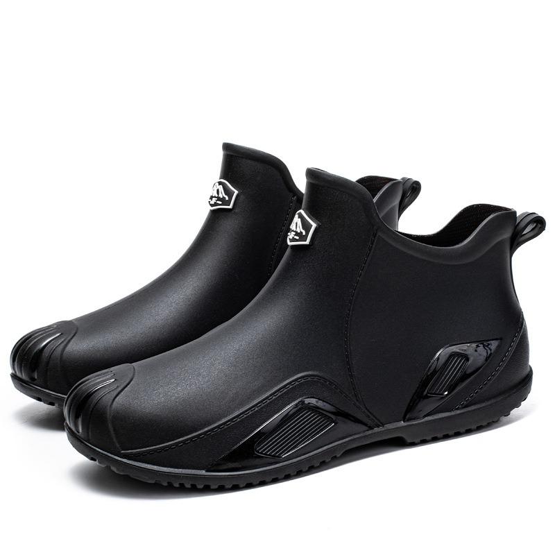 Lightweight Short Rain Shoes Men's Water Shoes Takeaway Rider Special Rain Boots Kitchen Fishing Men's Waterproof and Non-slip Rubber Shoes