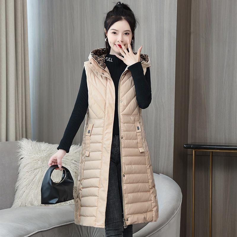 Осенне-зимняя женская однотонная ветрозащитная теплая жилетка без рукавов с капюшоном на талии, женская куртка без рукавов