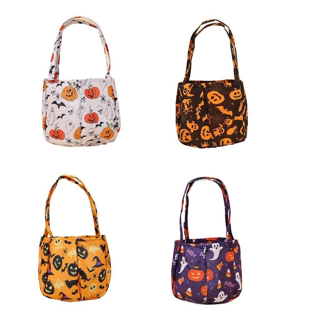 Portable Candy Bucket Non-Woven Pumpkin Candy Bucket Creative Trick-or-Treat Bag Trick or Treat