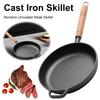 Pre-Seasoned Cast Iron Portable Skillet with Wooden Handle for Outdoor Cooking and Kitchen Use Mini Fry Pan
