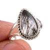 Natural Black Rutile Gemstone 925 Solid Sterling Silver Jewelry Ring S.7.5 R1l04