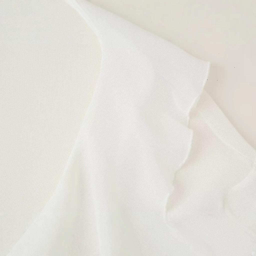 Элегантная женская рубашка ZA с V-образным вырезом, многослойными длинными рукавами и текстурой, 2025