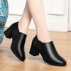Fashion Casual Spring and Autumn Shoes Single Shoes Deep Heel Women's Shoes Women's Leather Shoes Square Head