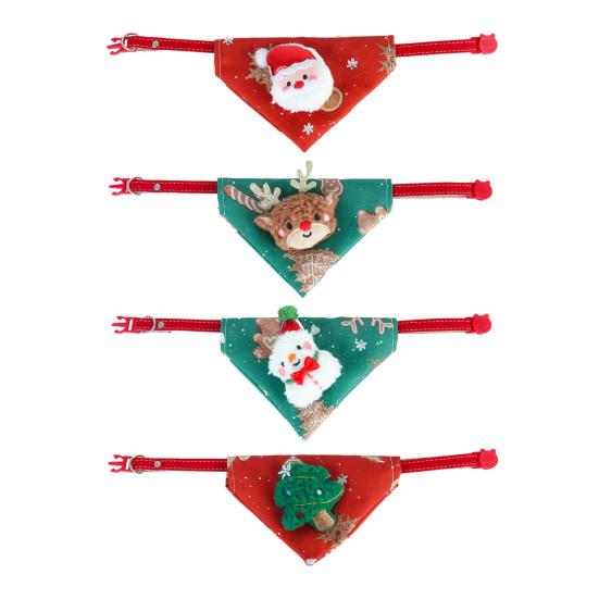 Christmas Cat Bandana Pet Triangle Scarf Funny Bib with Plush Santa Reindeer Xmas Tree Bandana Collar for Dogs Cats Holiday Dress-up
