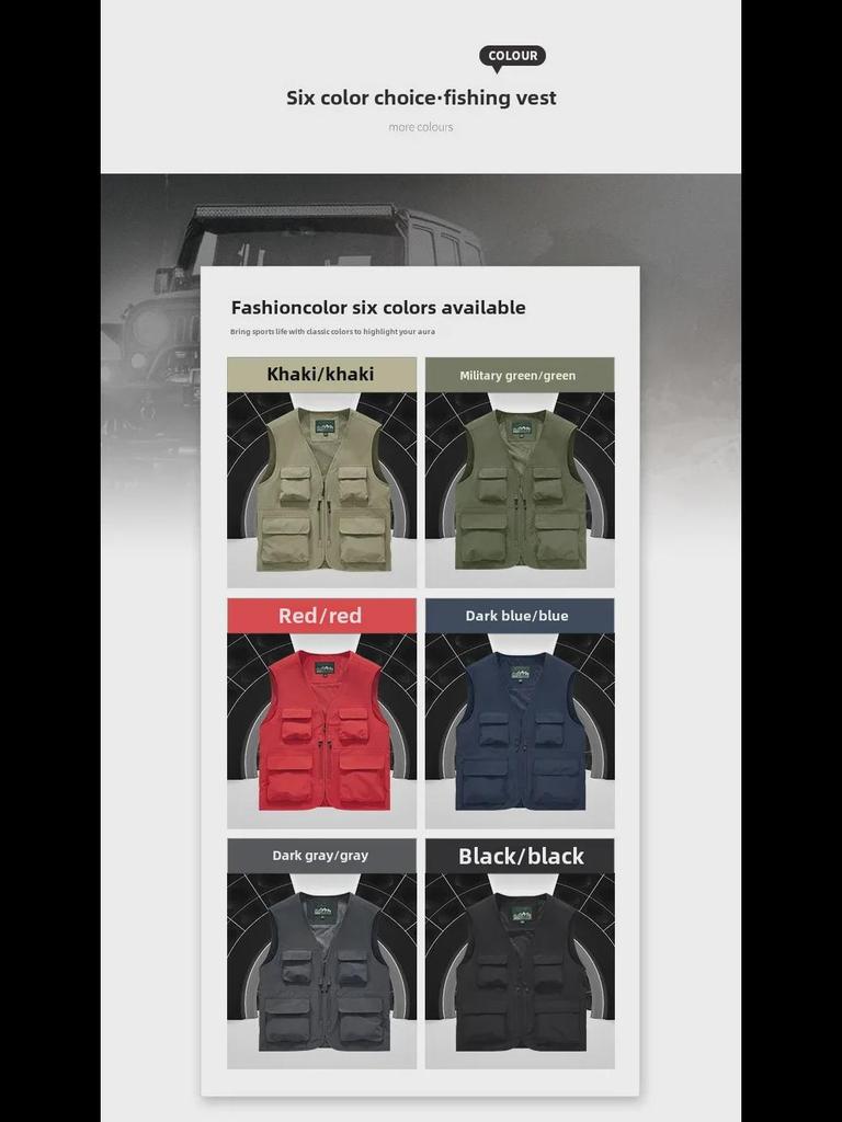 Мужской большой жилет с несколькими карманами для молодежи и пожилых людей - для работы на открытом воздухе и рыбалки