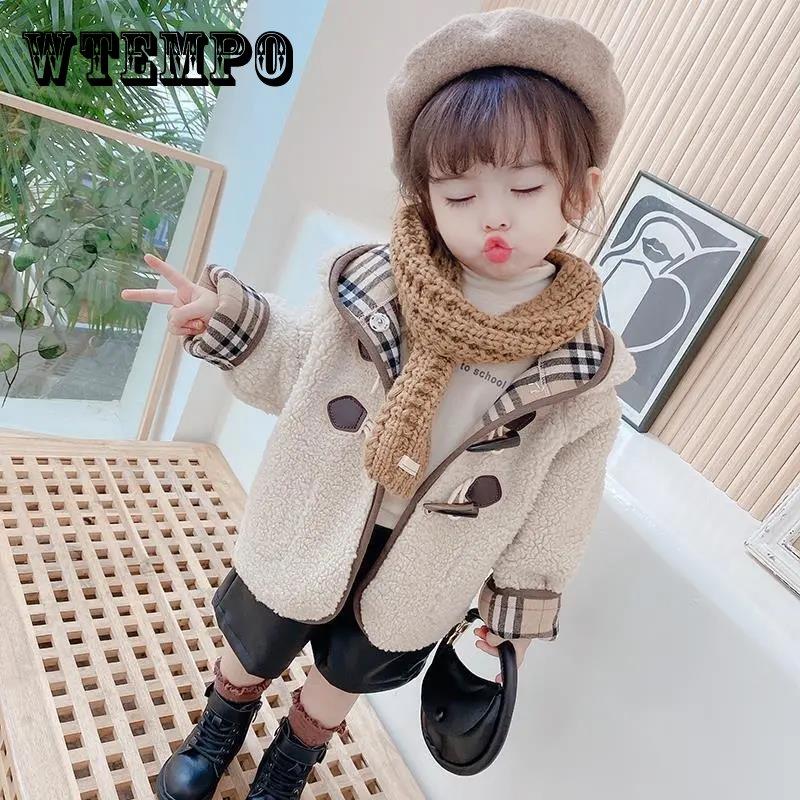 Пальто для девочек, осенне-зимнее кашемировое детское длинное пальто в западном стиле, модное хлопковое пальто «все в одном» с мехом для девочек