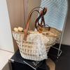 Lazy Wind Hand-held Straw Woven Bag Women's Literary Weaving Large-capacity Bag Casual Hollow Tote Bag