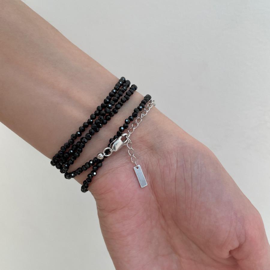 Женское колье из стерлингового серебра 925 пробы с двойным слоем и черными кристаллами - изысканная высокая мода