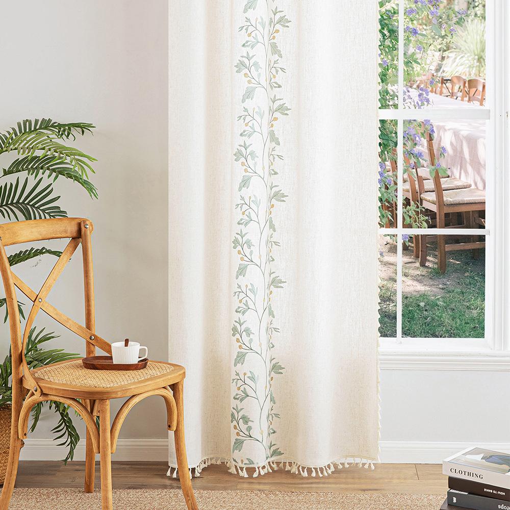 Шторы в стиле бохо с бахромой в винтажном стиле для гостиной, спальни, вышитые шторы для раздвижных дверей в фермерском доме с кисточками, карманные шторы