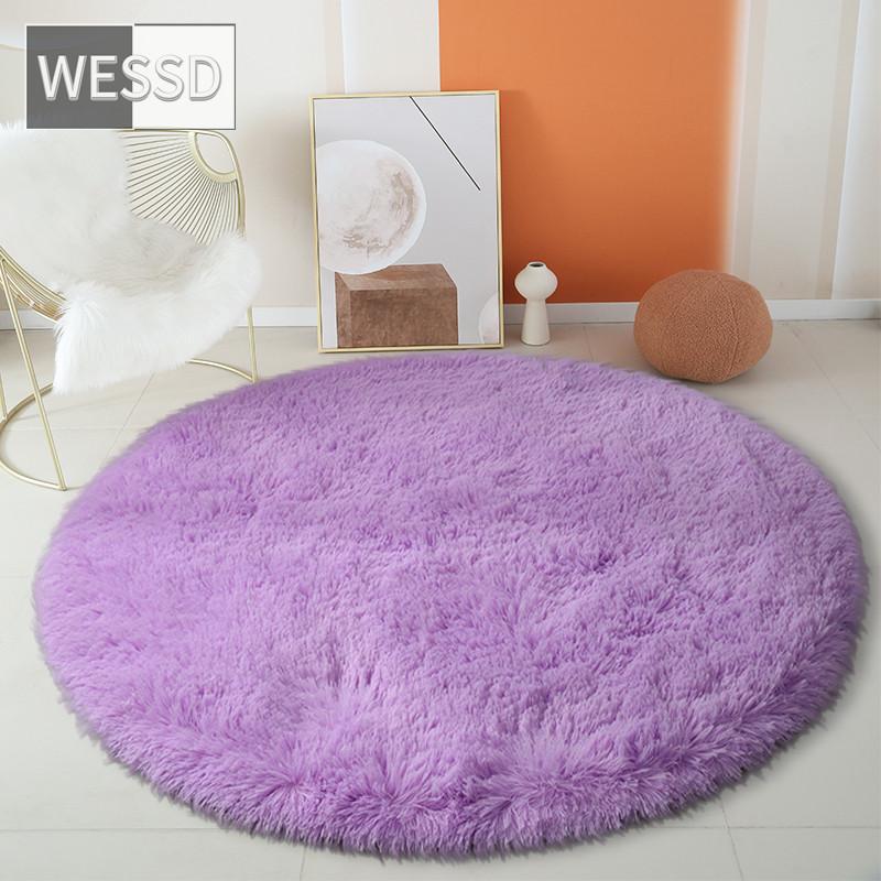 Зеленый круглый пушистый ковер для детской комнаты, однотонный плюшевый ковер для спальни, мягкий коврик с длинными волосами, круглый коврик для ванной, милое украшение, коврик для стула
