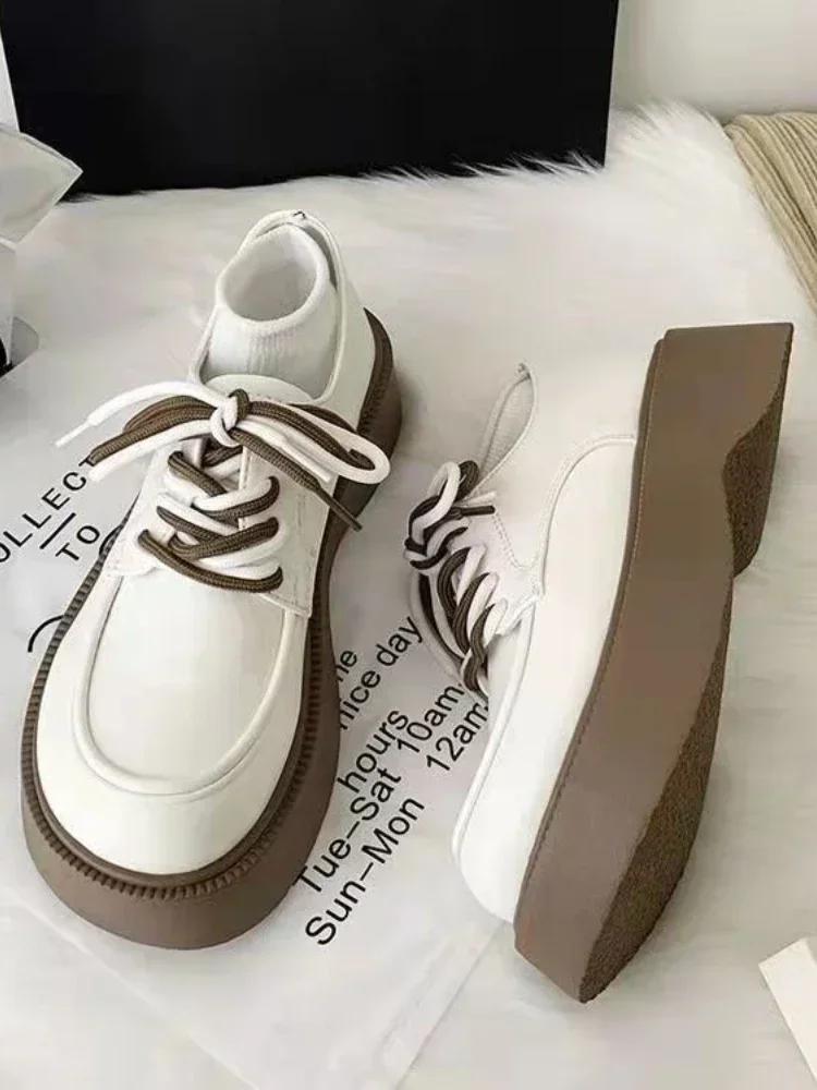 Мода 2024 года, новинка, горячая распродажа, модные повседневные туфли Мэри Джейн в стиле ретро, удобные, со шнуровкой и мягкой подошвой, из кожи для женщин, Zapatillas Mujer