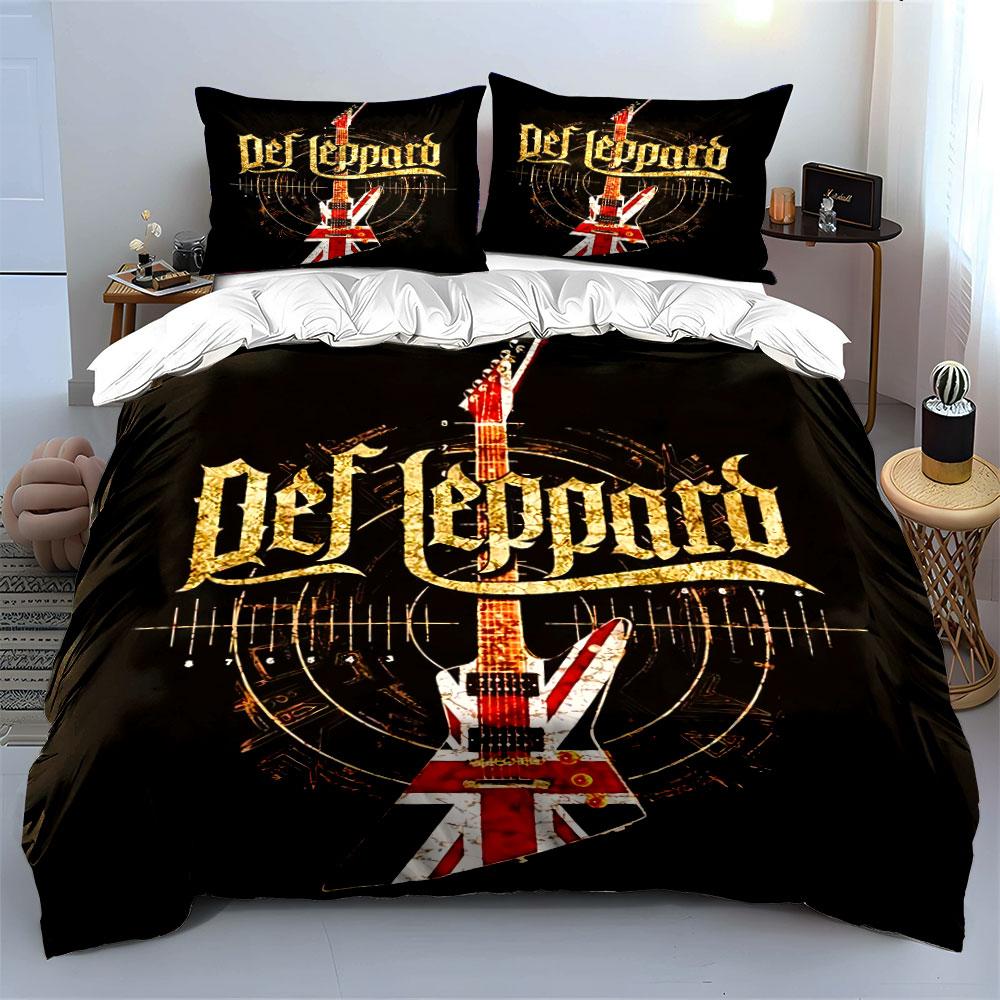 Def Leppard Union Jack Guitar Bedding Duvet Cover Set Duvet Cover Pillowcases (1*Duvet Cover 2*Pillowcases, without duvet insert)