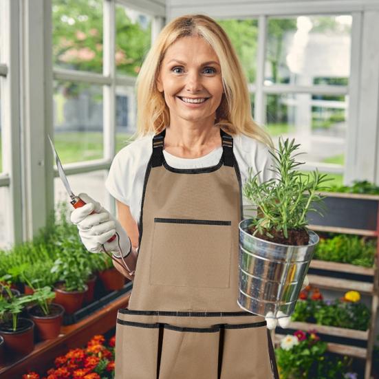 Gardening Tool Apron Heavy-Duty 600D Oxford Cloth Tool Work Aprons 14-Pocket Waterproof Organizer for Landscaping