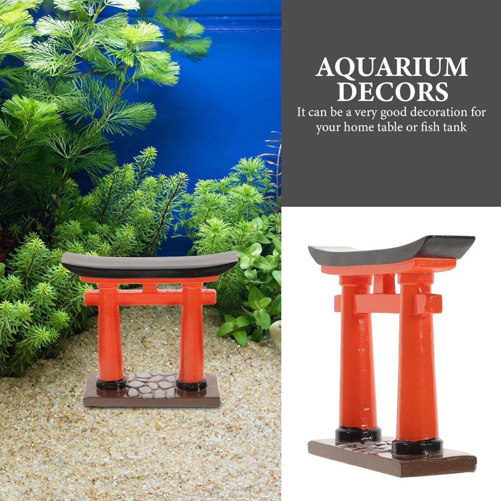 STOBOK Japanese Torii Gate Miniature Shrine Fairy Gardens Decor Zen Garden Japan Torii Gate Prop Altar Shelf Bridge Landscape Ornament for Aquarium