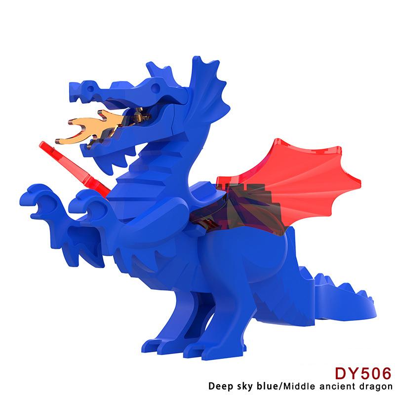 MOC Medieval Animal Zoo Farm Dragon Action Figures Building Blocks Gold Red Dragons Wolf Snake Monsters Beast Bricks Toys Gifts