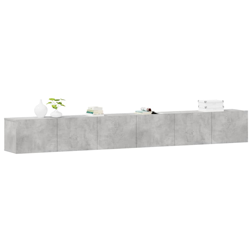 vidaXL 3-tlg. TV-Schrank-Set Betongrau Holzwerkstoff