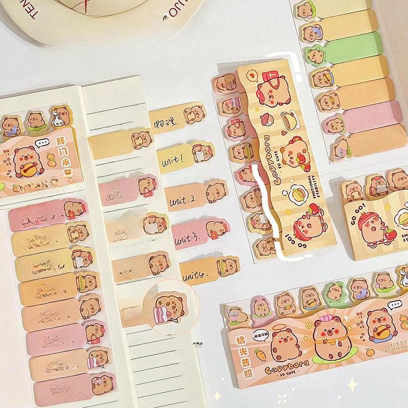 Cute Cartoon Capybara Bunny Dog Index Sticker Writable Notebook Test Paper Page Mark Classify Sticky Note Kawaii Planner Sticker