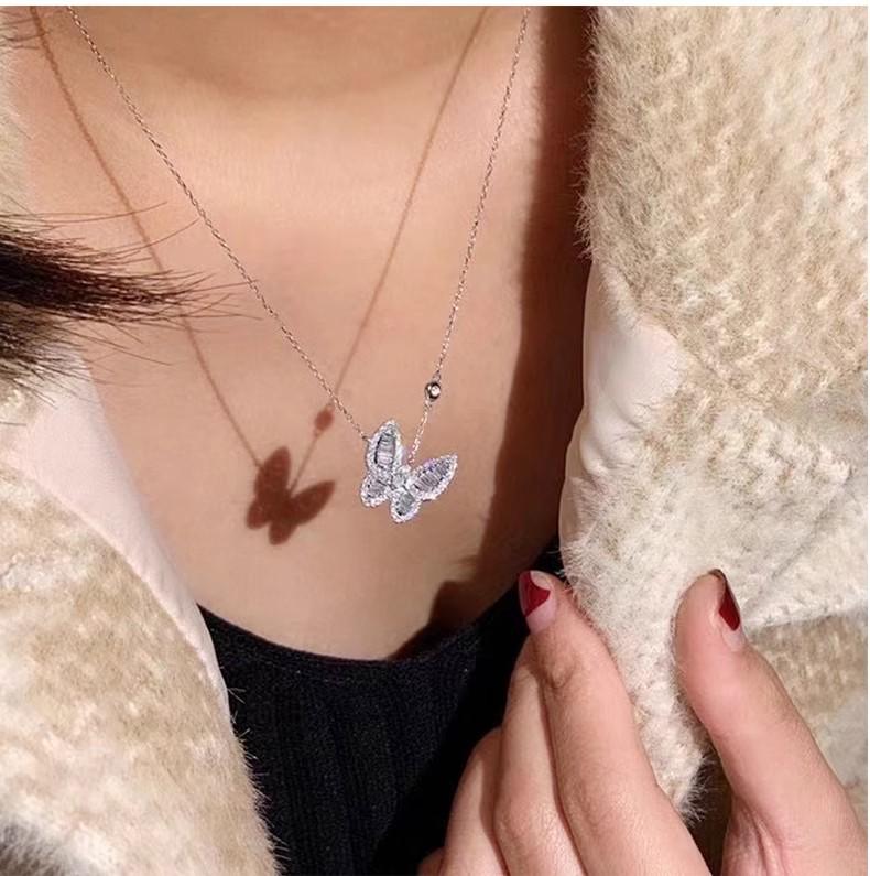 Изысканное колье-подвеска с бриллиантами в виде бабочки - Женская роскошная модная цепочка для ключицы