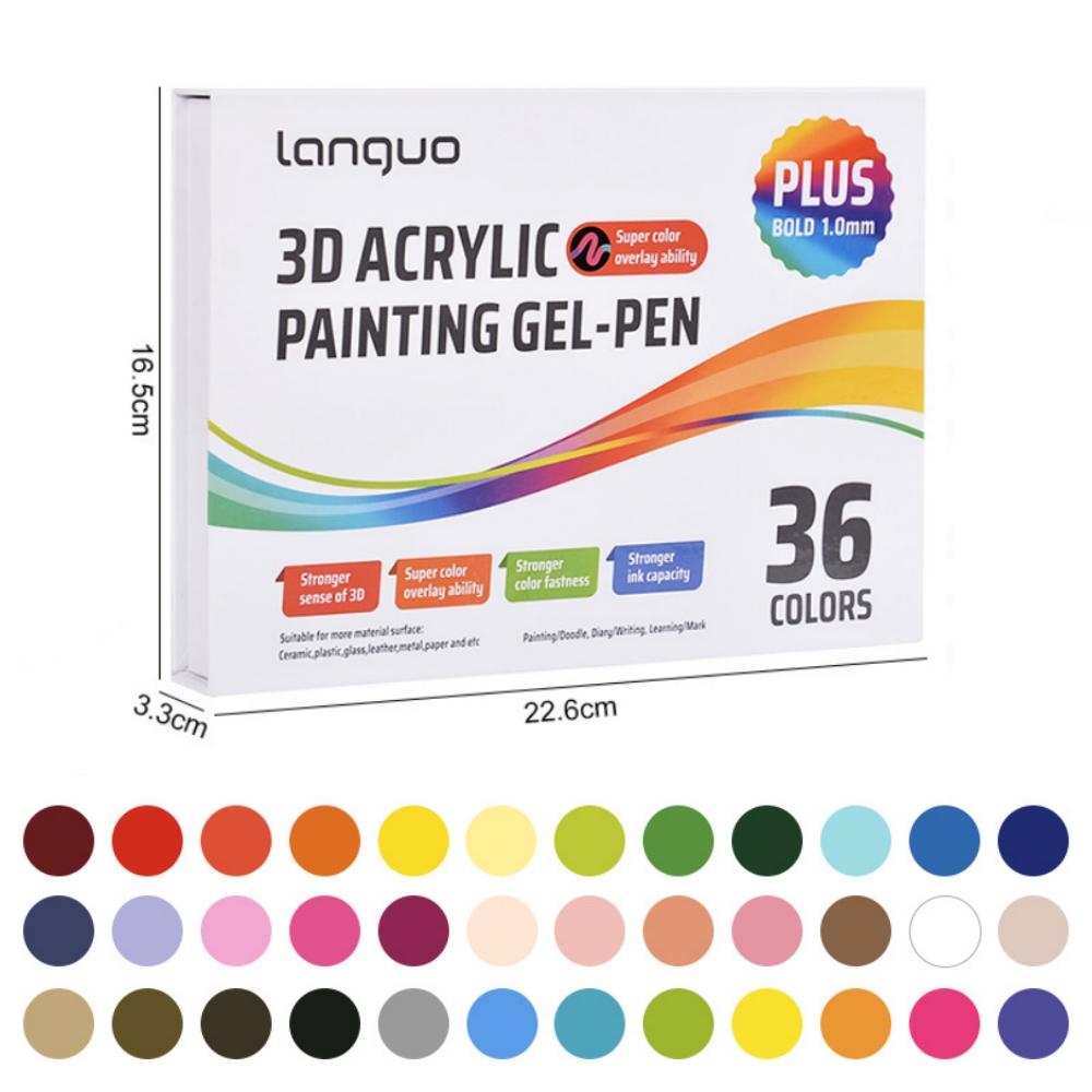 Large Capacity 36/54 Colors 3D Acrylic Painting Gel Pens Set Student Hand Account,Painting,Graffiti, Stacked Colors Art Supplies