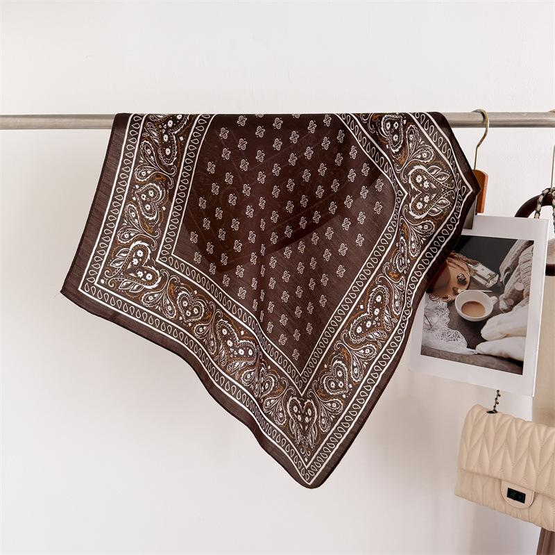 American Western retro imitation velvet herringbone pattern cotton and linen small square scarf silk scarf headscarf shawl decorative scarf scarf
