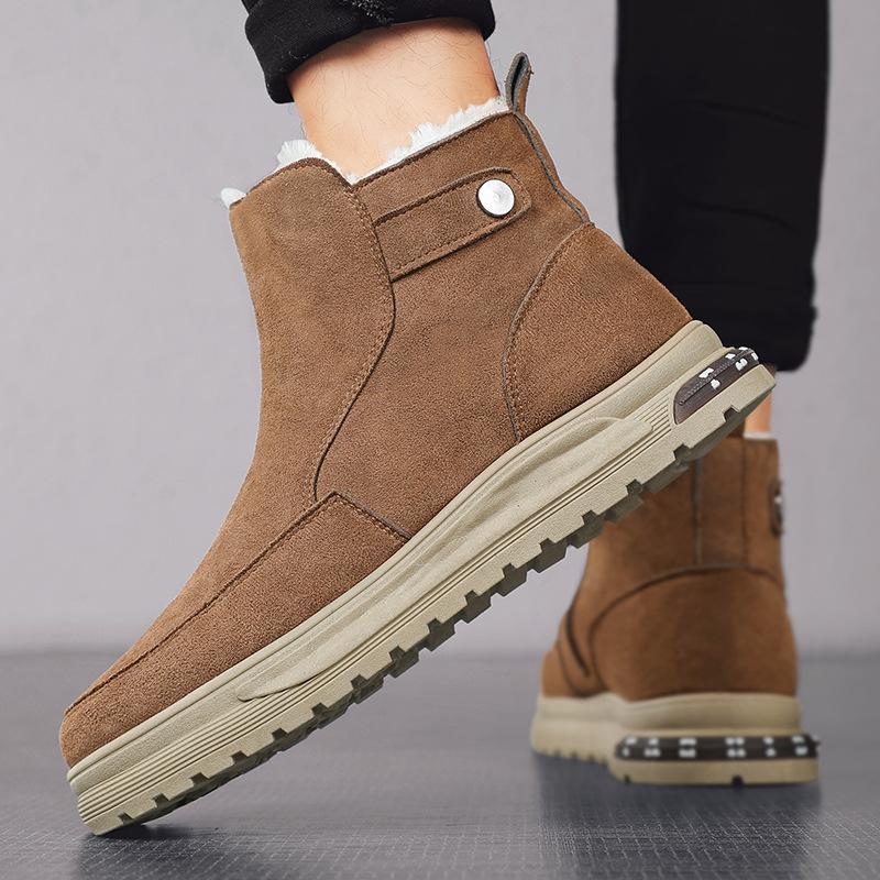 Мужские высокие толстые термосапоги из хлопка, модные зимние ботинки, повседневные туфли на плоской подошве