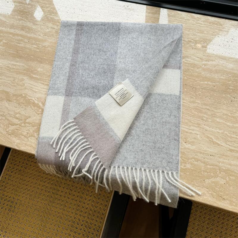 2024 Luxury Korean-Style Women's Wool Plaid Scarf - Warm, All-Season Shawl