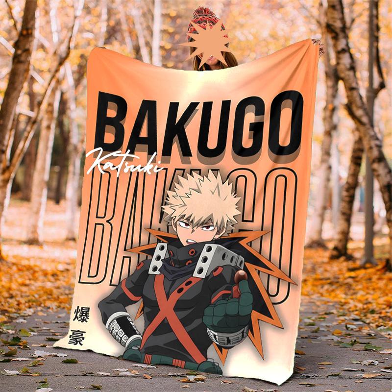 Bakugou Flannel Blanket Soft Warm All-Season Throw, Design for Camping, Car Travel, Hiking Sofa, Bed, Office Perfect Gift for Parties