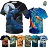 Summer Fishing Enthusiasts 3D Printed Fish Pattern T-shirt Ferocious Fish Short-sleeved Carp T-shirt Round Neck T-shirt