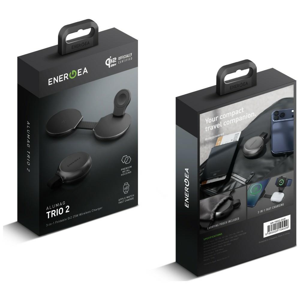 Energea Alumag Trio 2 3in1 Aluminum Foldable Wireless Charger Qi2.2 25W Gunmetal