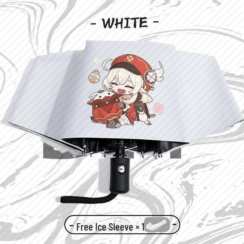 Зонт Genshin Impact Automatic складной с защитой от ультрафиолета для учеников начальной школы - устойчив к ветру, подходит для использования в солнечную и дождливую погоду