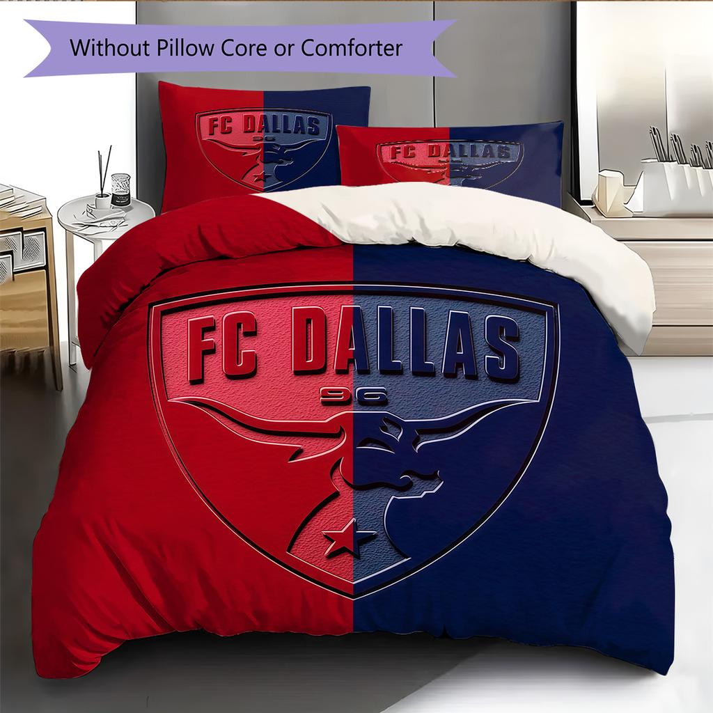 FC Dallas Pattern Bedding Quilt Set Home Decoration Gift (1 * duvet cover + 2 * pillowcase without core)